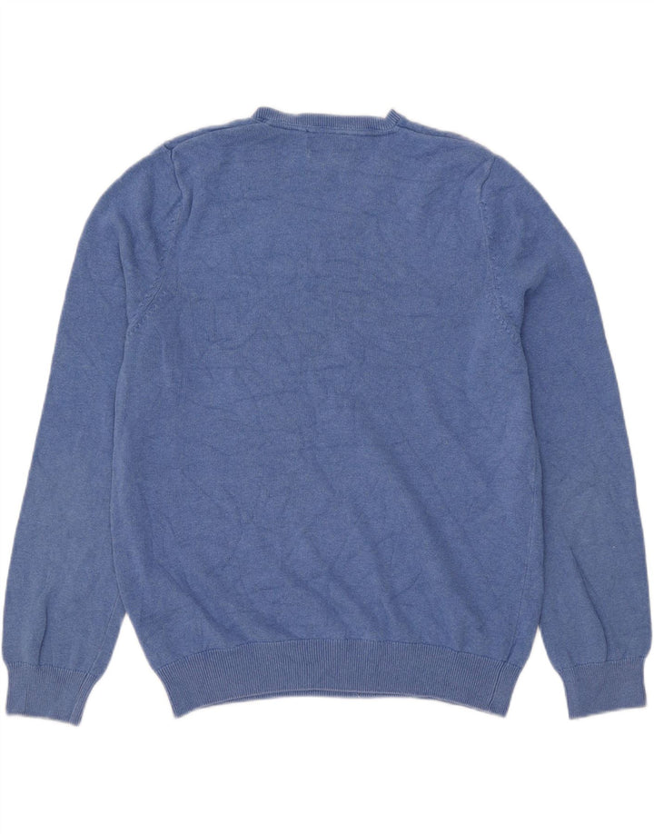 Marks & Spencer Herren-Pullover mit V-Ausschnitt, groß, aus blauer Baumwolle