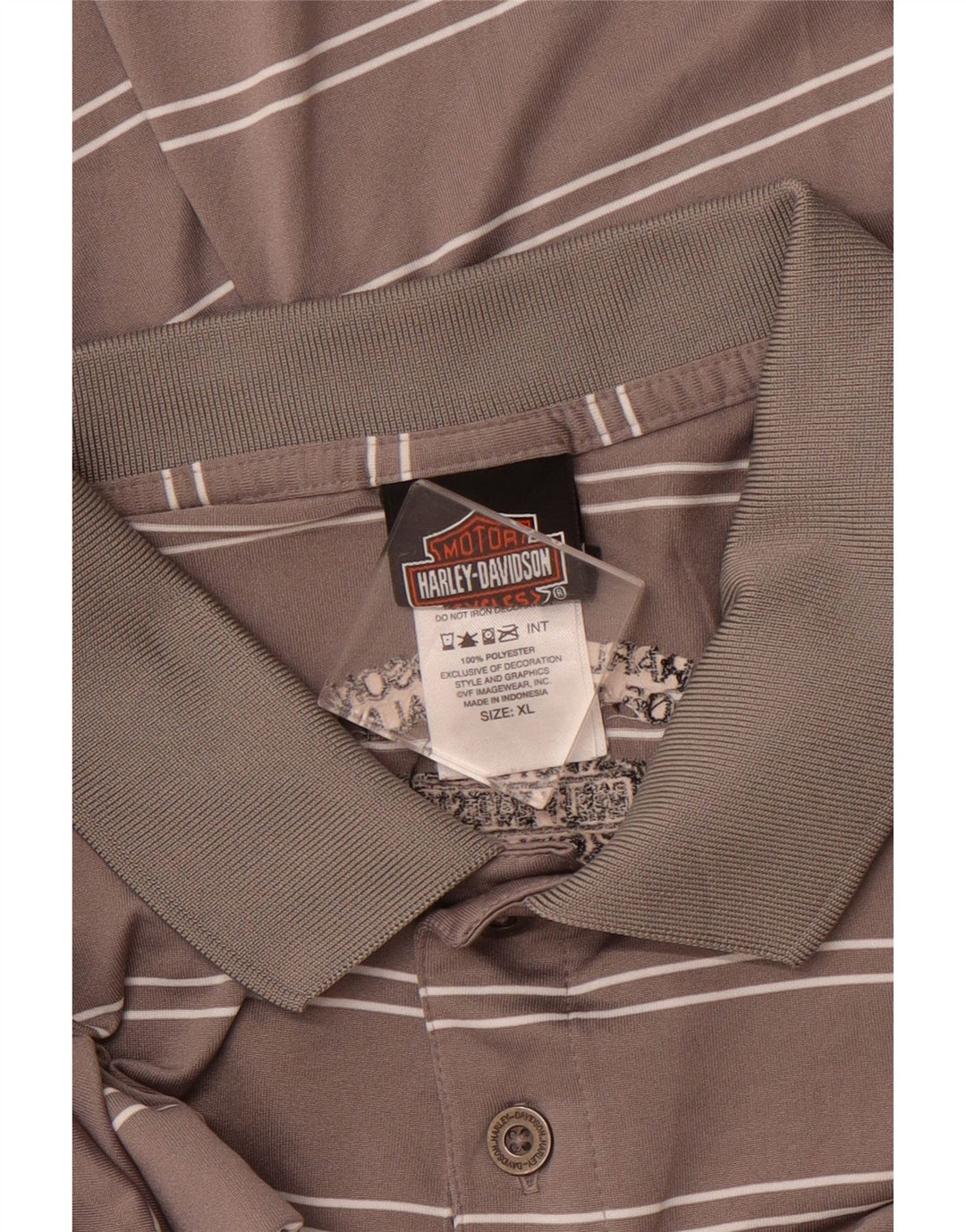 HARLEY DAVIDSON Herren Poloshirt XL Grau gestreift Polyester