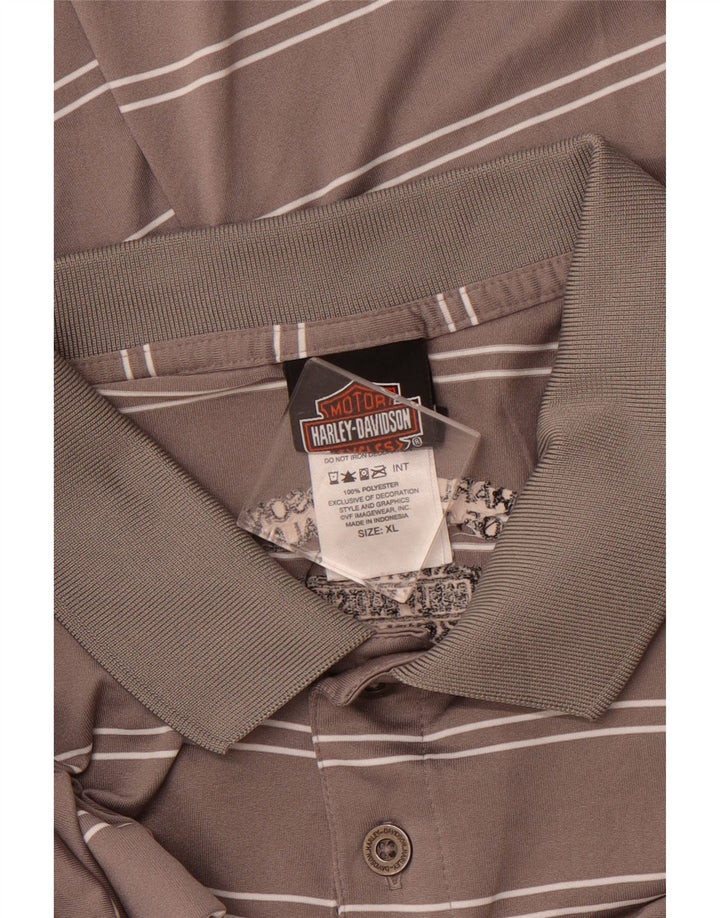HARLEY DAVIDSON Herren Poloshirt XL Grau gestreift Polyester