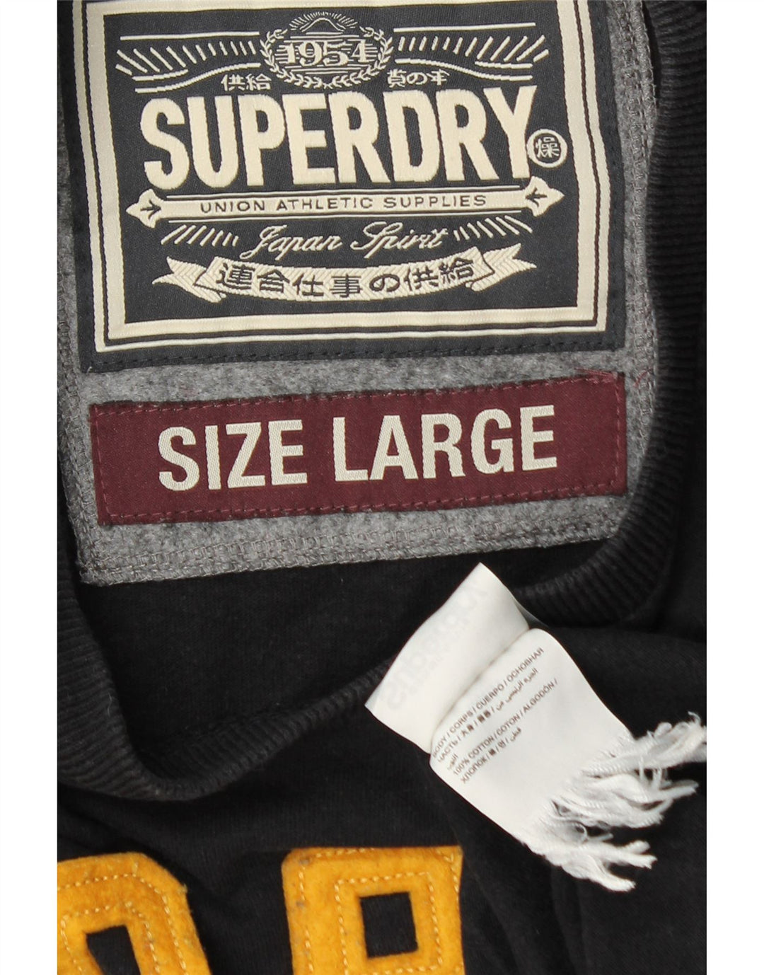 SUPERDRY Herren-Grafik-Oberteil, langärmelig, groß, aus schwarzer Baumwolle