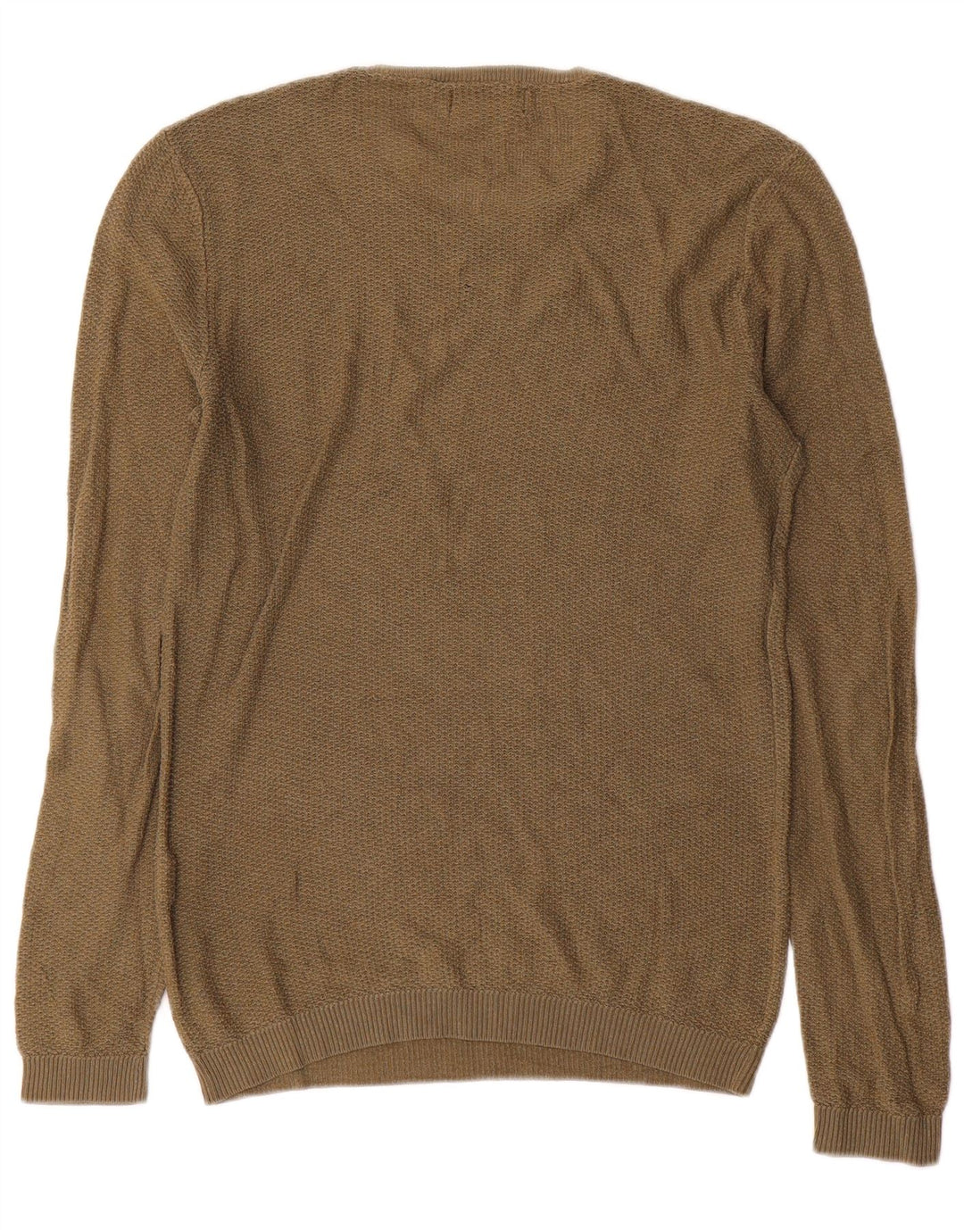 Zara Herren-Pullover mit Rundhalsausschnitt, mittelgroßes Khaki-Acryl
