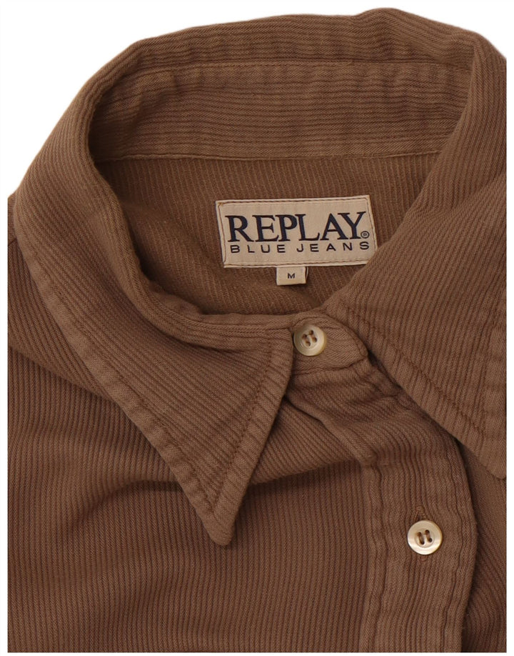 REPLAY Damen-Hemd UK 12 Mittelbraun