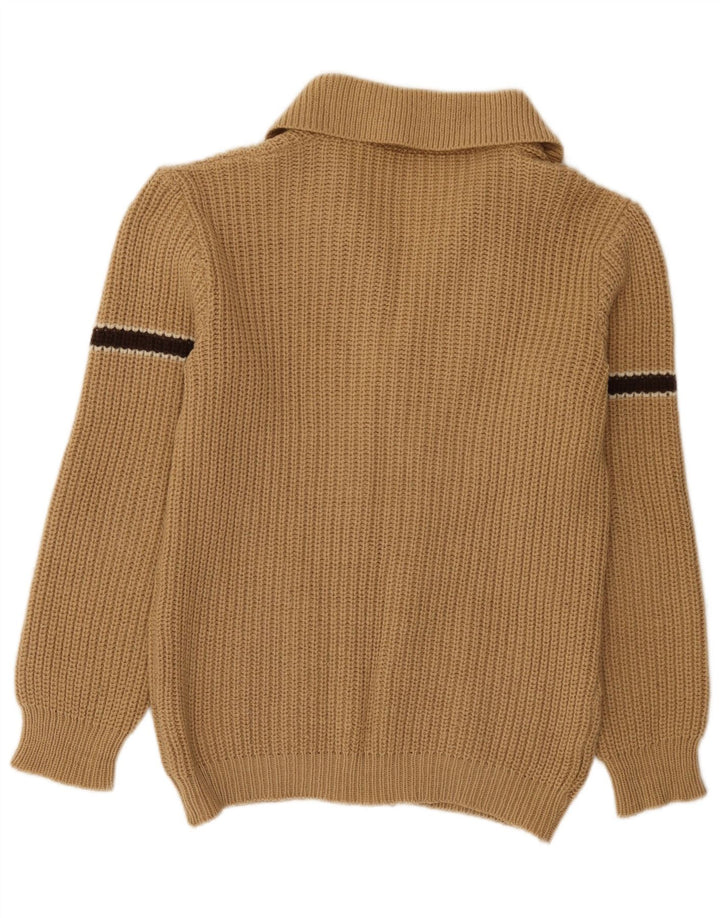Vintage Herren-Cardigan-Pullover, klein, Beige, Farbblock