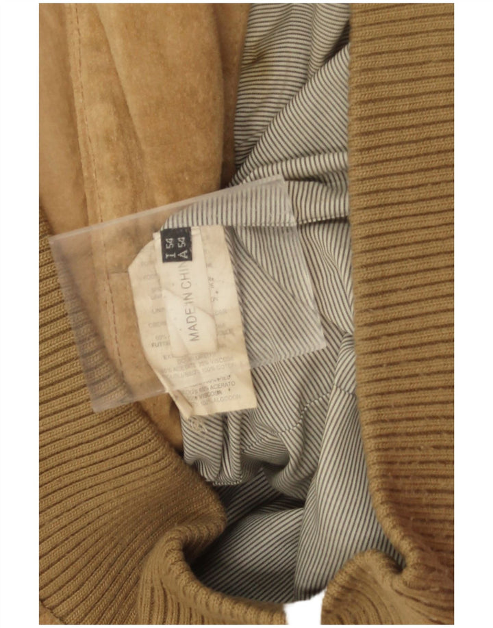 Vintage Herren Wildleder Bomberjacke IT 54 2XL Beige Leder