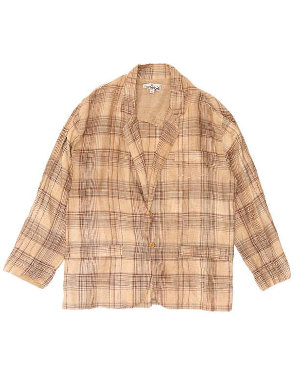 Vintage Herren 3-Knopf-Blazerjacke IT 52 XL Beige kariert