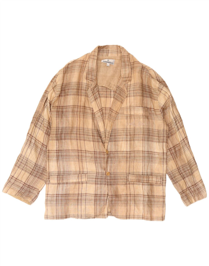 Vintage Herren 3-Knopf-Blazerjacke IT 52 XL Beige kariert