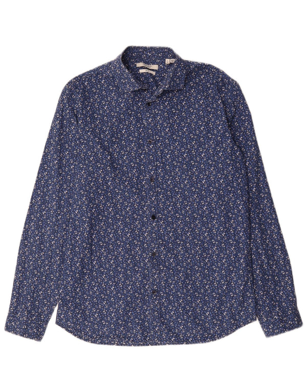 JACK & JONES Slim-Fit-Hemd für Herren, Größe 42, groß, blau, geblümt, Baumwolle