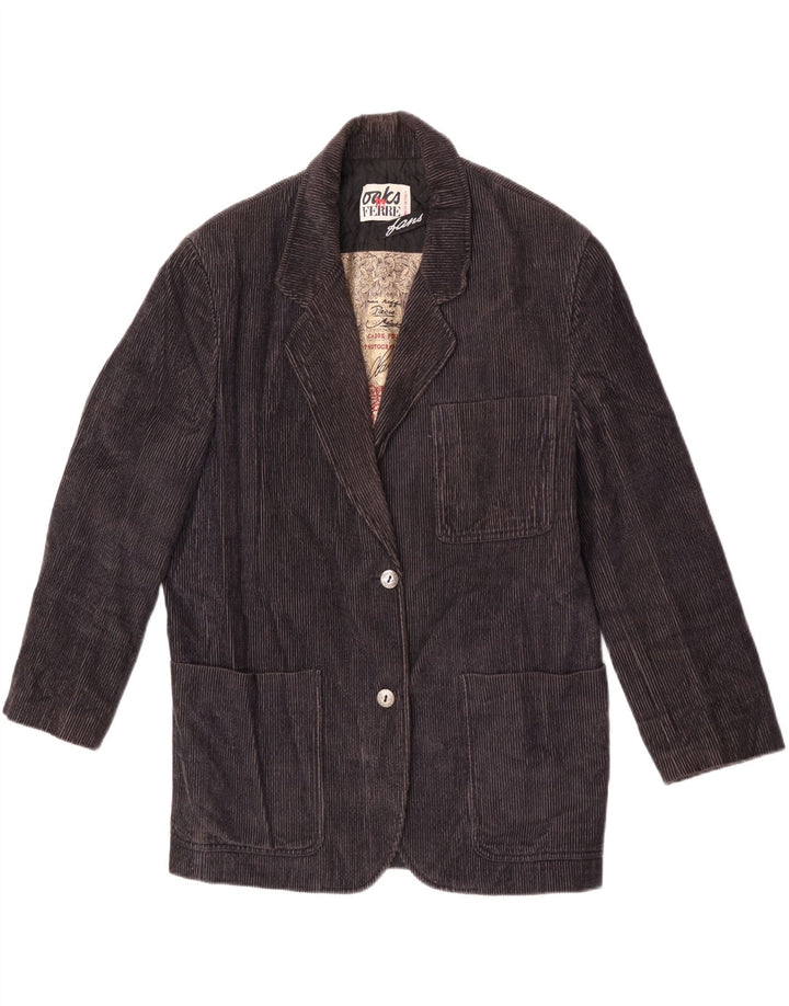 Ferre Damen-Blazerjacke aus Cord mit 2 Knöpfen, Größe IT 44, mittelmarineblaue Baumwolle