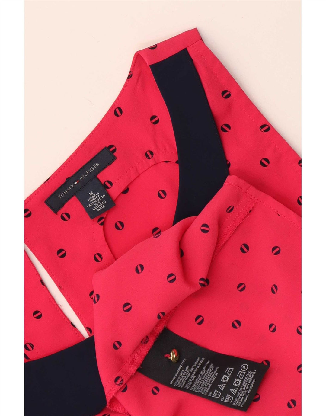 Tommy Hilfiger Damen ärmelloses Blusenoberteil UK 14 Medium Red Spotted