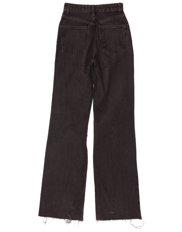 Zara Damen Distressed Jeans mit weitem Bein EU 34 2XS W24 L35 Schwarz