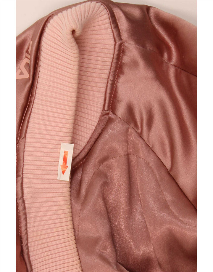 Fila Womens Graphic Übergroße Bomberjacke UK 10 Small Pink Polyester