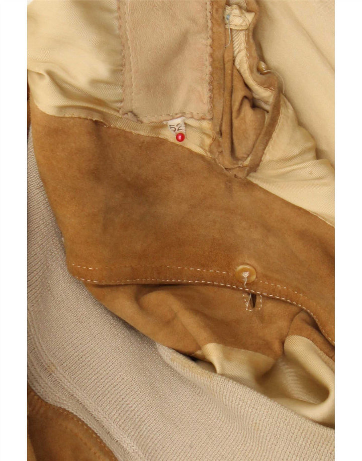Vintage Herren Wildleder Bomberjacke IT 52 XL Beige Leder