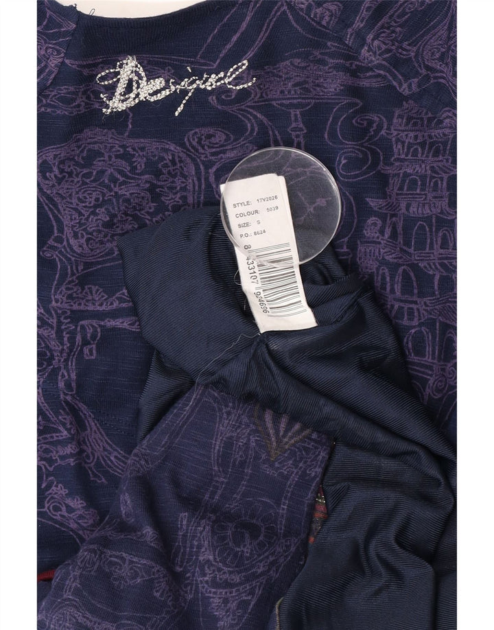 Desigual Damen Kleid mit abstraktem Muster und tiefer Taille, Gr. 8, Marineblau