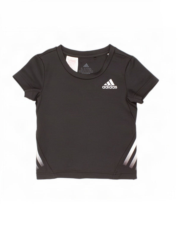 Adidas Mädchen Aeroready T-Shirt Top 5–6 Jahre, schwarzes Polyester
