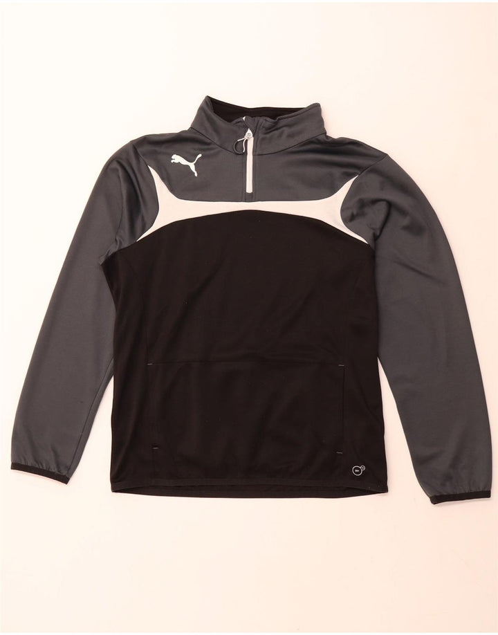 PUMA Herren-Pullover-Trainingsanzugoberteil mit Reißverschluss, Mittelschwarz, Farbblock