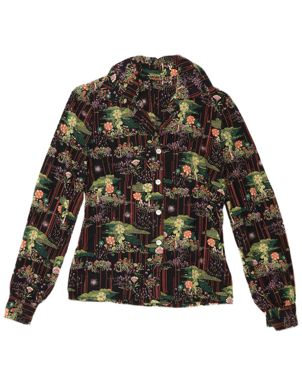 Vintage Damen-Hemd mit neuartiger Passform, UK 12, Medium, mehrfarbig, Blumenmuster