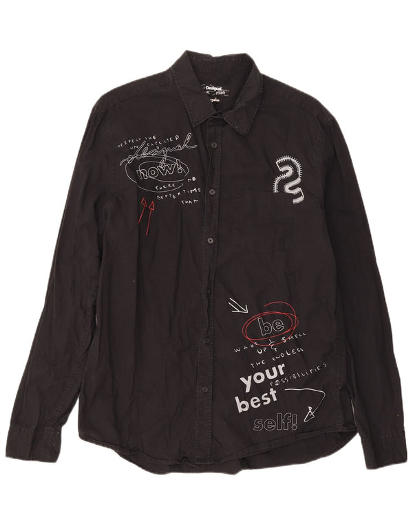 Desigual Herren Graphic Regular Fit Shirt XL Schwarz Baumwolle