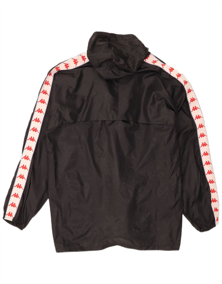 Kappa Herren-Regenjacke mit grafischer Kapuze, UK 38, Mittelschwarz, Colourblock-Nylon