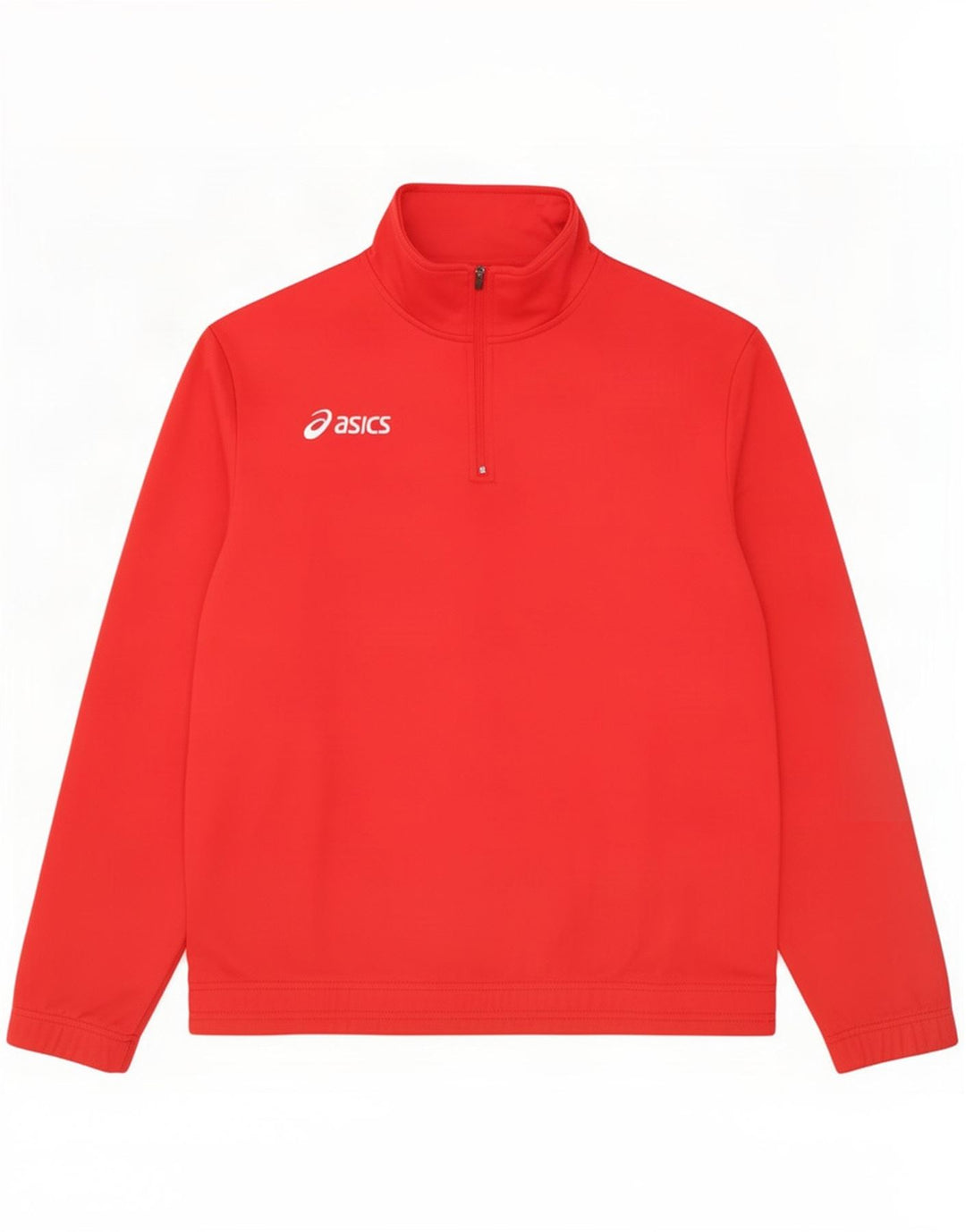 Asics Jungen-Sweatshirt mit Reißverschluss am Hals, 13–14 Jahre, rotes Polyester