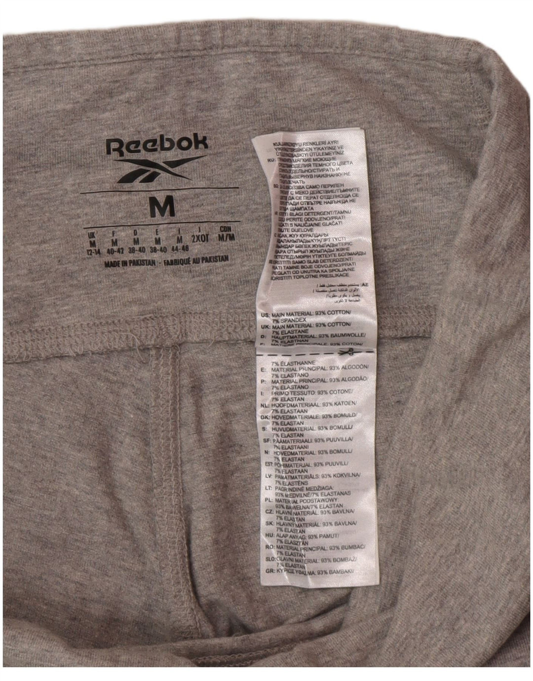Reebok Womens Graphic Leggings UK 12/14 Mittelgraue Baumwolle