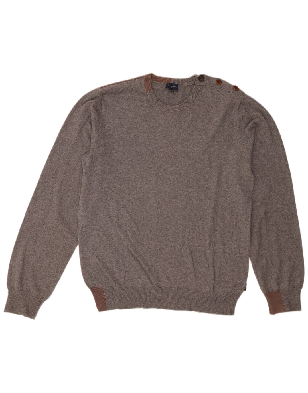 Paul Smith Herren-Pullover mit Rundhalsausschnitt, mittelgraue Colourblock-Baumwolle