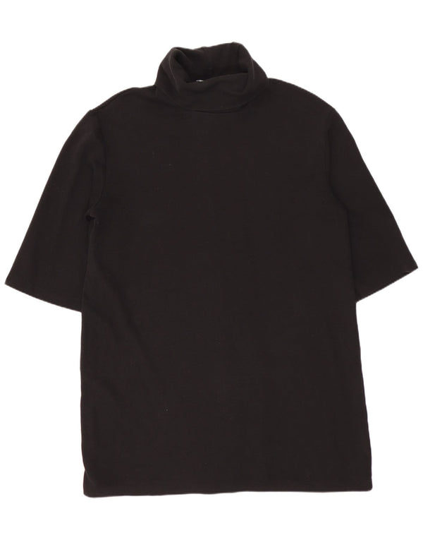 Zara Damen Basic Kleid UK 14 Mittelschwarze Baumwolle