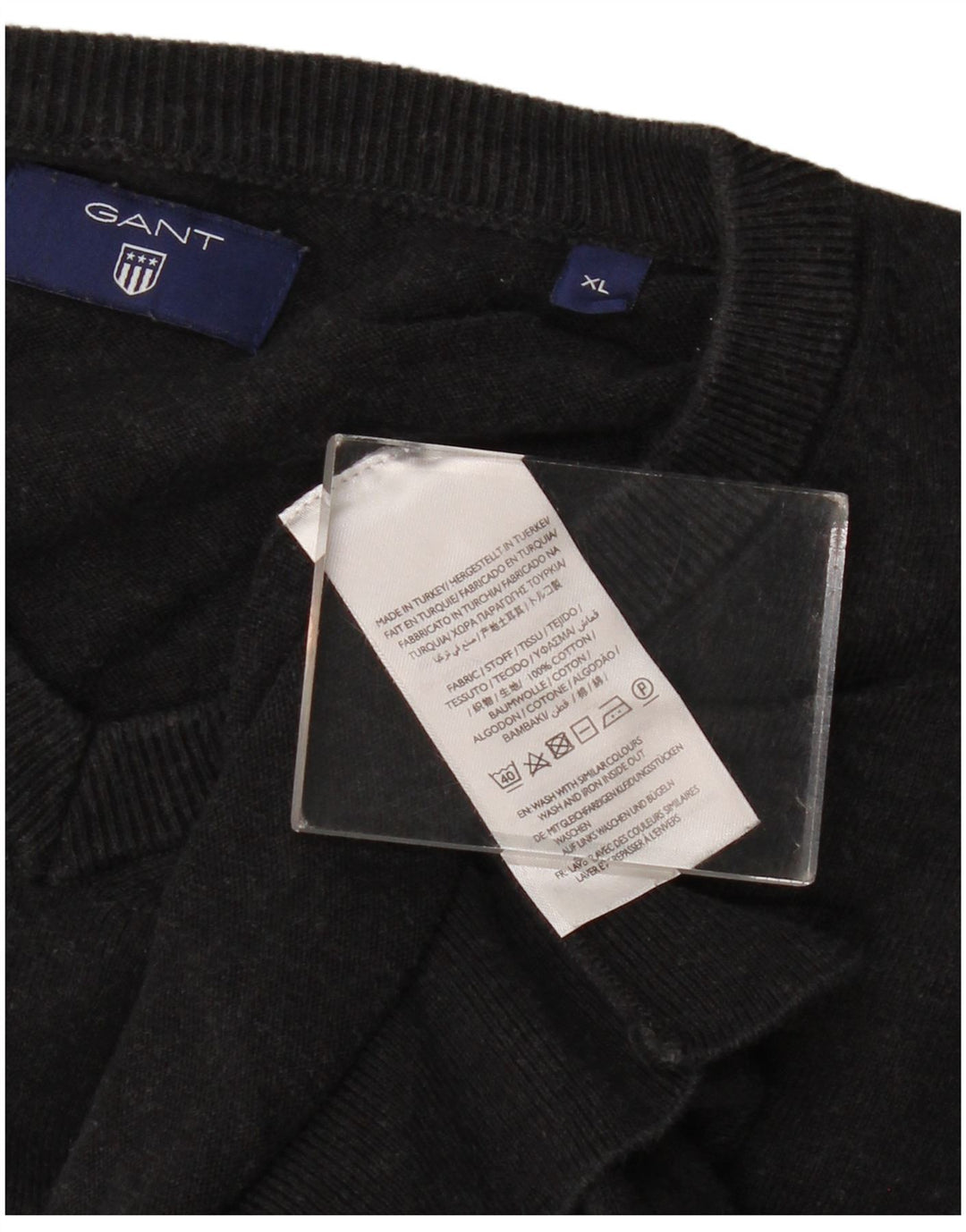 GANT Damen-Pullover mit V-Ausschnitt, XL, graue Baumwolle