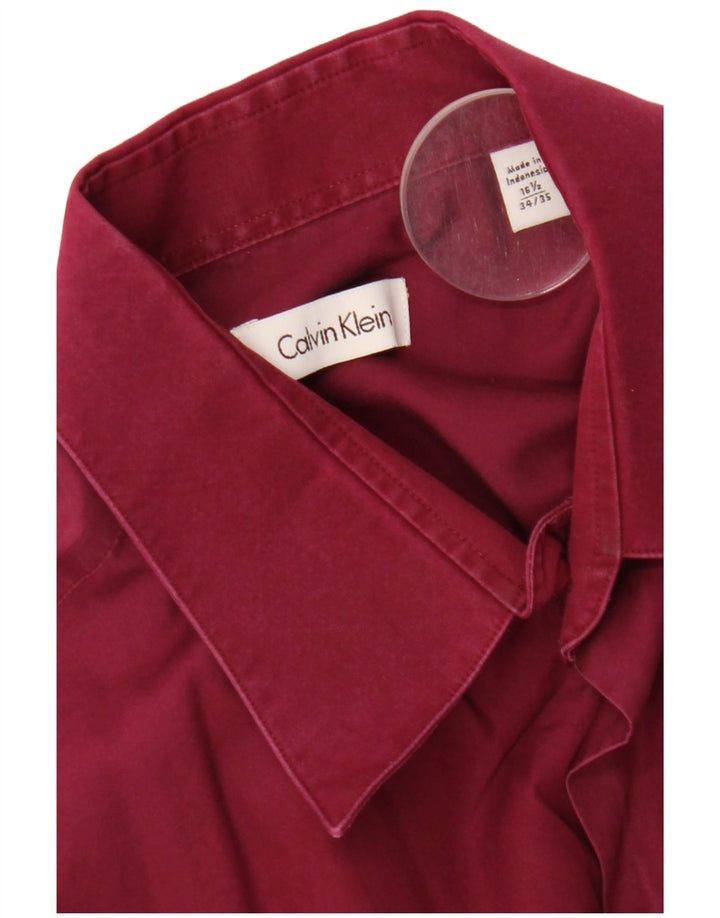 Calvin Klein Herrenhemd Größe 16 1/2 Large Burgund