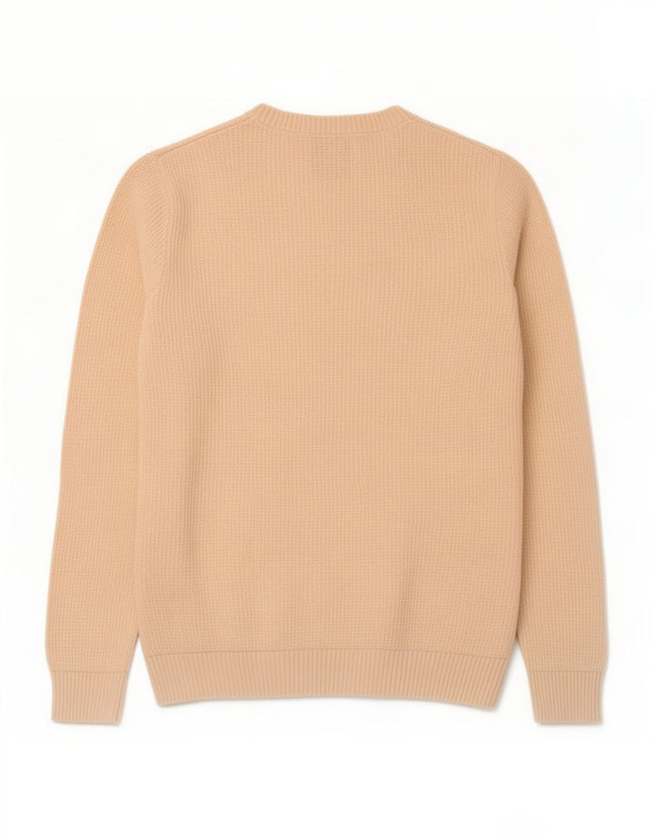 Zara Herren-Pullover mit Rundhalsausschnitt, mittelbeige Baumwolle