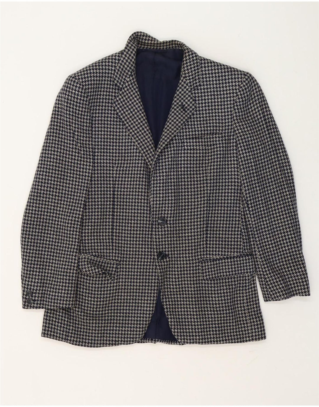 W.Bill London Herren-Blazer mit 2 Knöpfen, IT 48, Mittelgrau mit Hahnentrittmuster