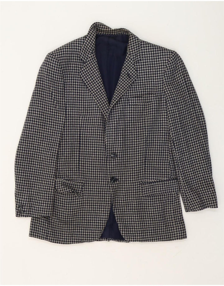 W.Bill London Herren-Blazer mit 2 Knöpfen, IT 48, Mittelgrau mit Hahnentrittmuster