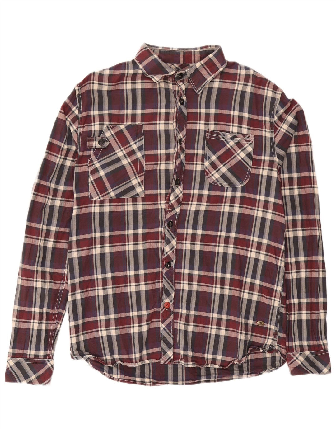 SCOTCH & SODA Herren-Flanellhemd, groß, Burgunderrot kariert