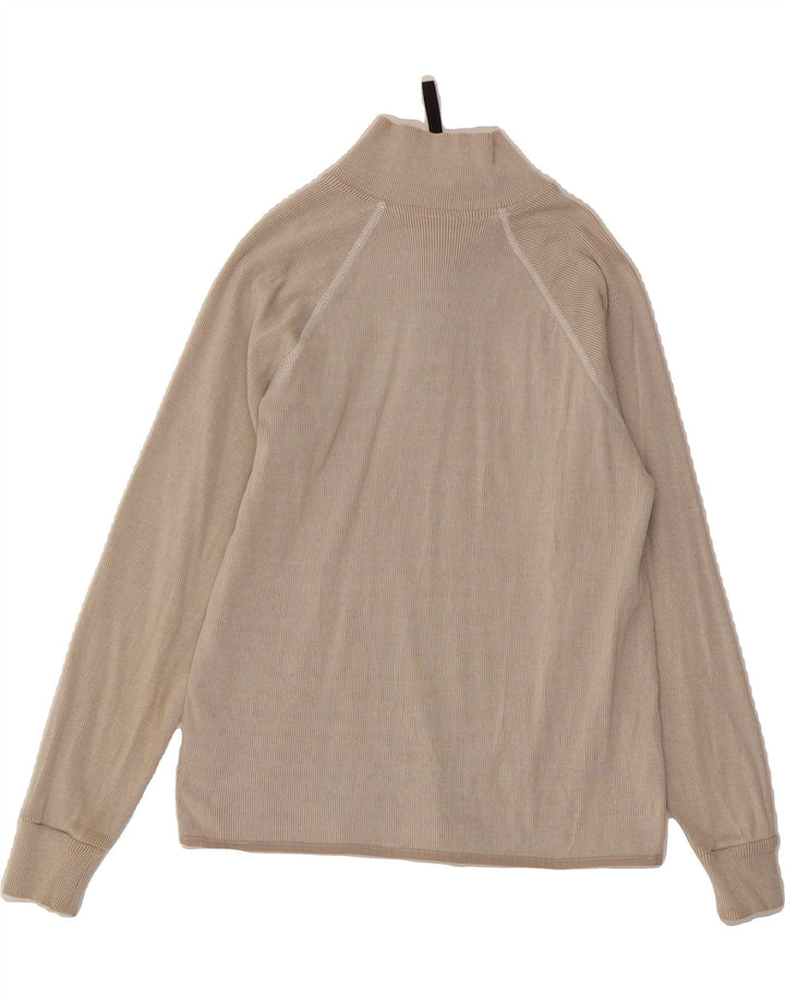 G-STAR Womens Zip Neck Top Long Sleeve UK 12 Medium Beige Cotton Vintage G-Star and Second-Hand G-Star from Messina Hembry 