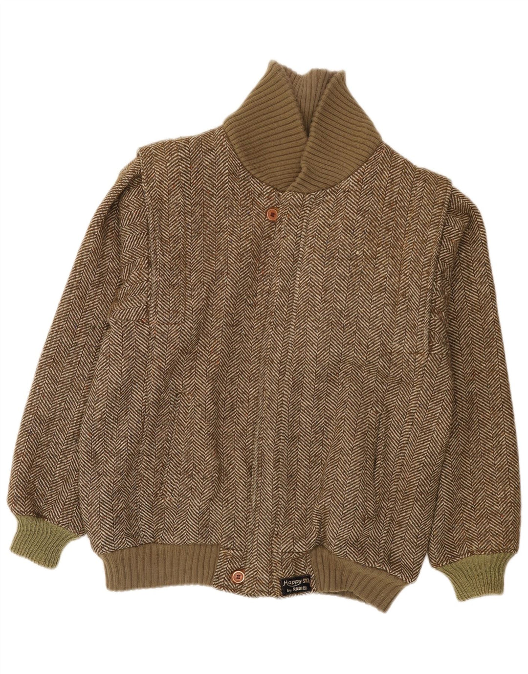 Radici Herren-Strick-Bomberjacke IT 50 Large Khaki Herringbone