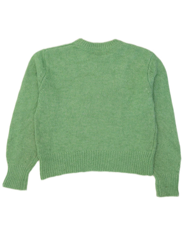 Marks & Spencer Damen Crop Crew Neck Pullover Pullover UK 10 Small Grün