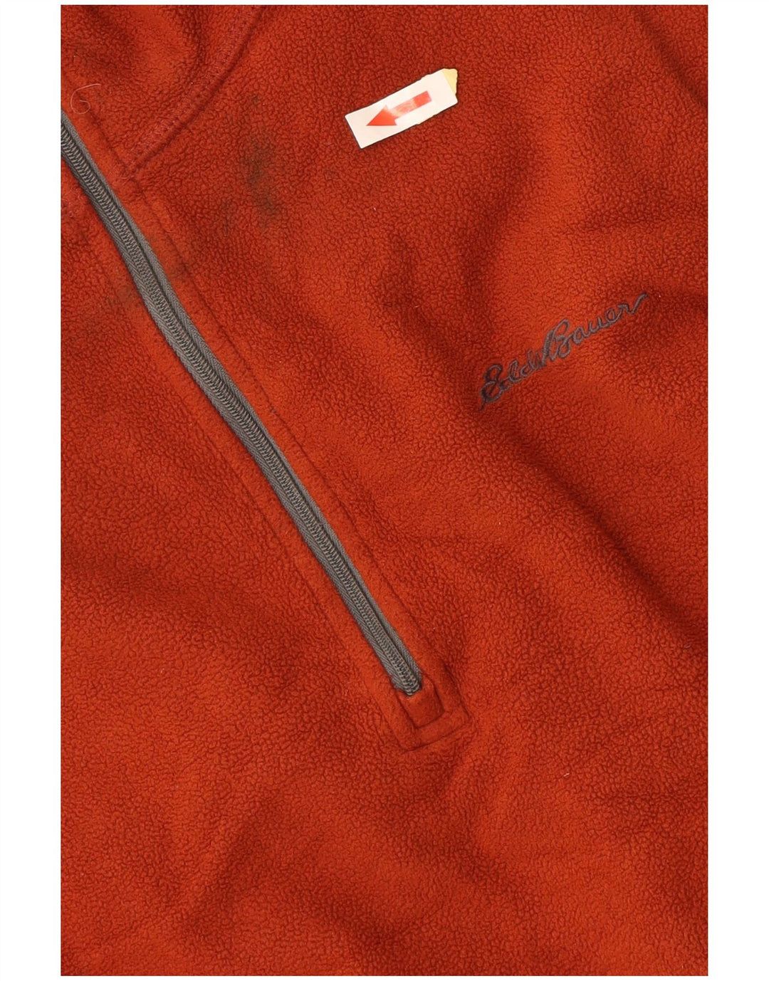 EDDIE BAUER Herren-Fleecepullover mit Reißverschluss am Hals, großes orangefarbenes Polyester