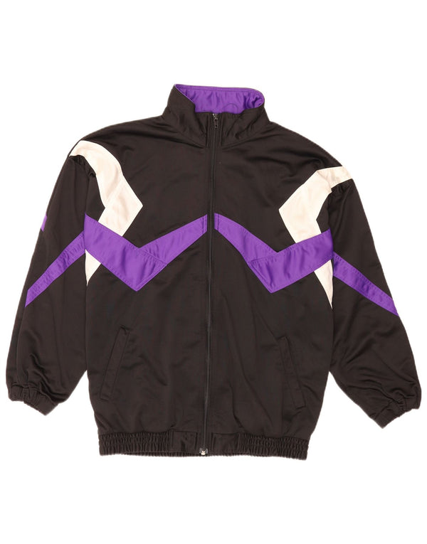 Vintage Herren-Trainingsanzug mit lockerer Passform, Jacke, Mittelschwarz, Farbblock-Retro
