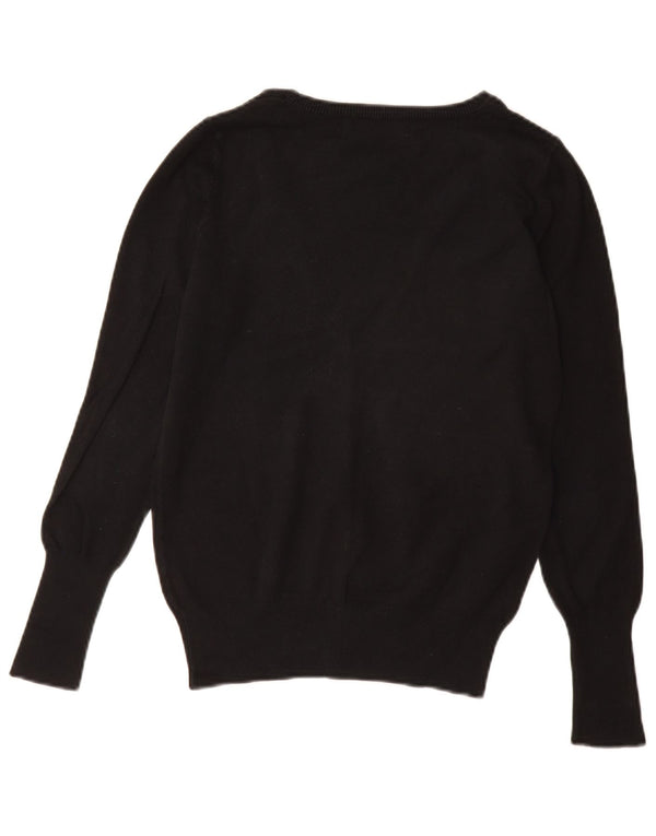 Zara Damen-Cardigan-Pullover UK 12 Mittelschwarze Baumwolle