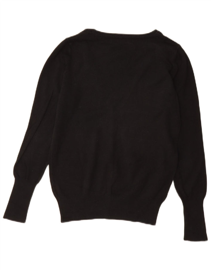 Zara Damen-Cardigan-Pullover UK 12 Mittelschwarze Baumwolle