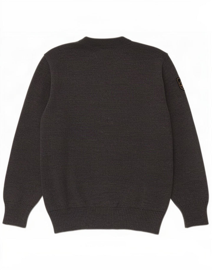 Amerigo Vespucci Herren-Pullover mit Knopfkragen, mittelgraue Wolle