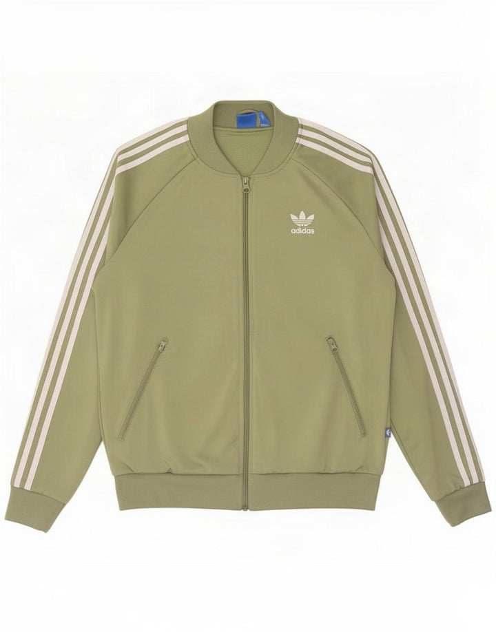 Adidas Womens Graphic Trainingsanzug Top Jacke UK 14 Mittelgrünes Polyester