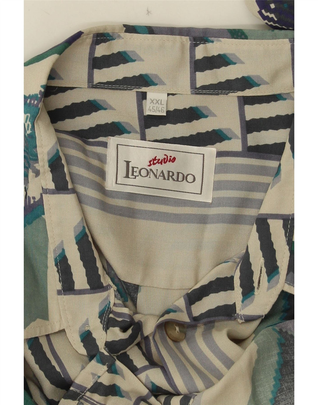 Leonardo Herren-Kurzarmhemd, Größe 45/46, 2XL, weiß, geometrisch