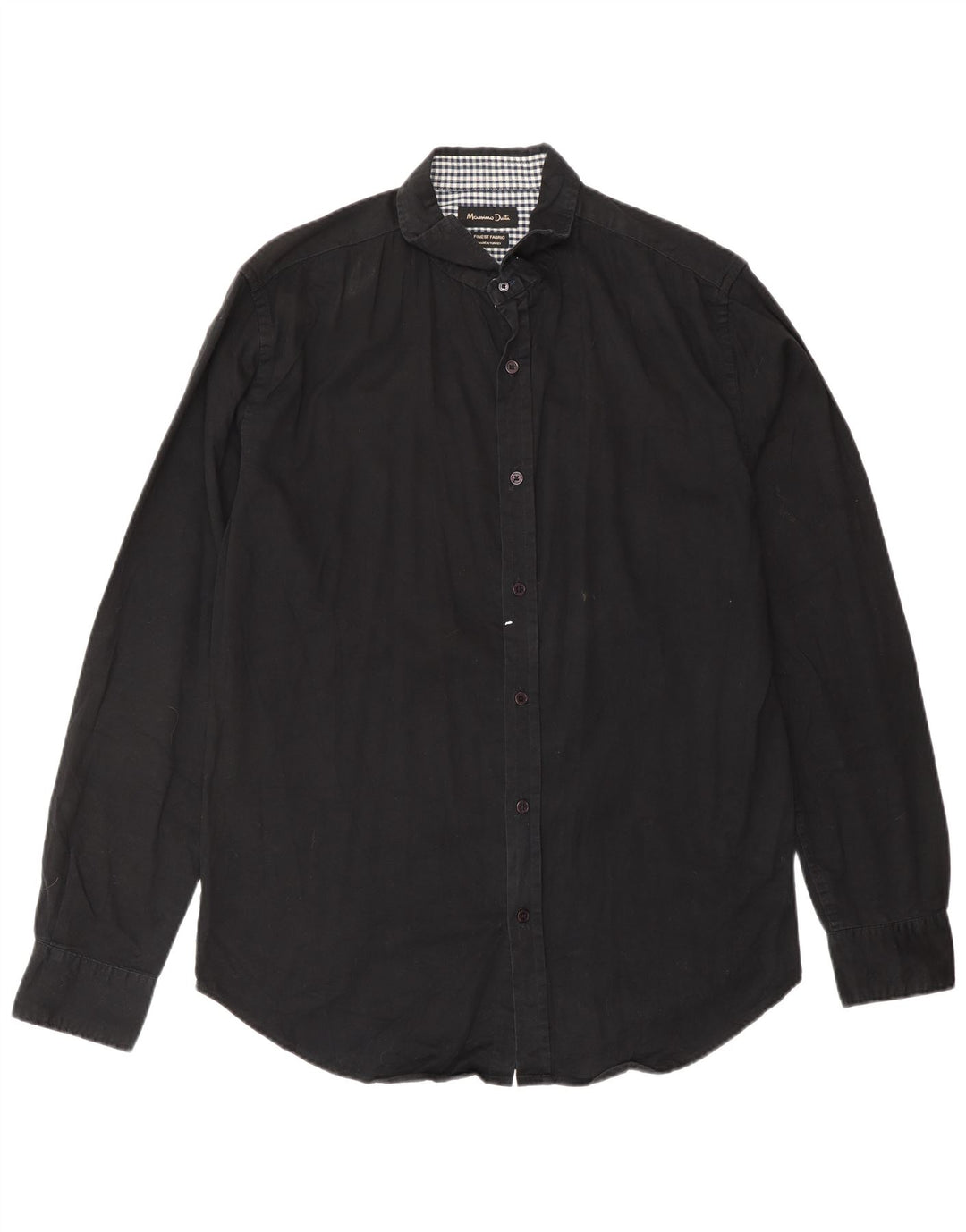 MASSIMO DUTTI Herrenhemd EU 40 Mittelschwarze Colourblock-Baumwolle