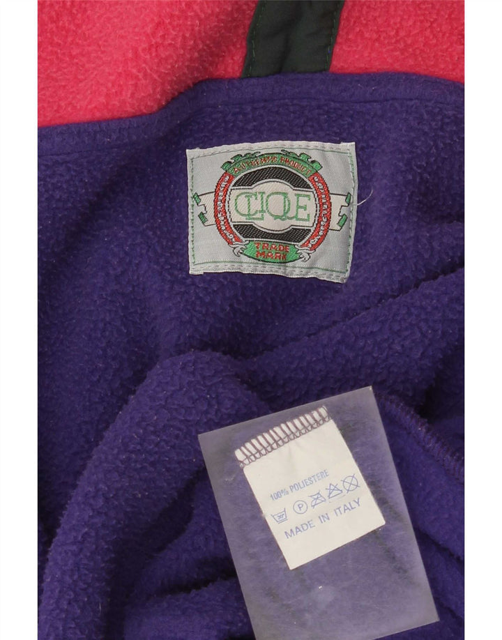 Vintage Herren-Fleecepullover mit Knopfkragen, XL, Lila, Farbblock-Polyester