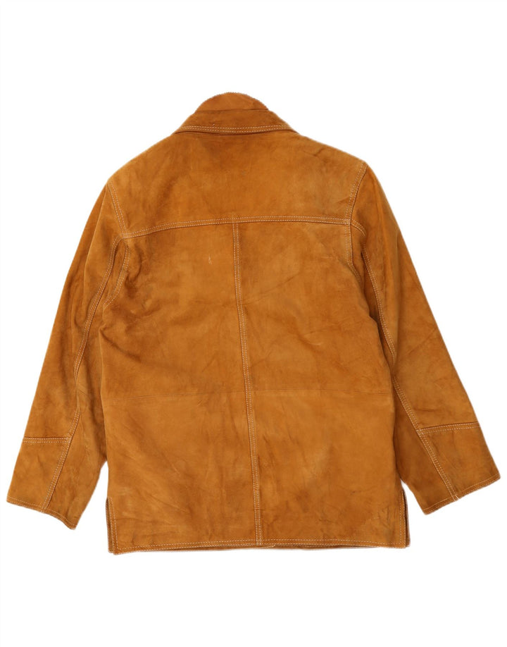 Conbipel Damen-Blazerjacke aus Wildleder mit 3 Knöpfen, IT 46, großes beiges Leder