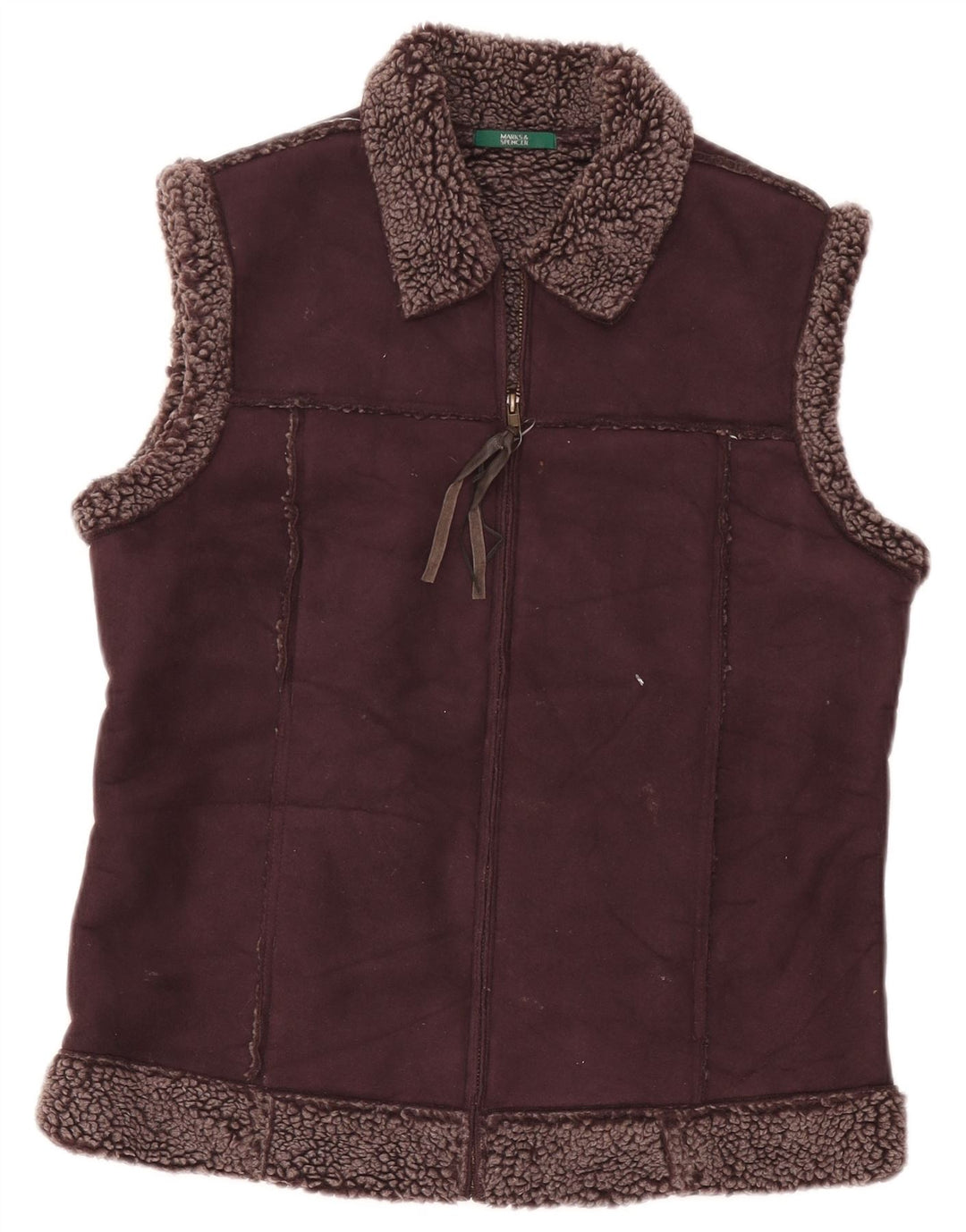 Marks & Spencer Sherpa-Gilet für Damen, UK 12, mittleres Burgunderrot, Polyester