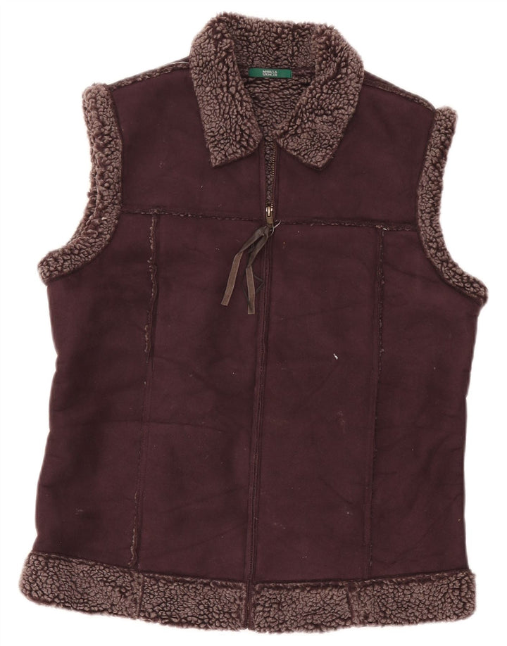 Marks & Spencer Sherpa-Gilet für Damen, UK 12, mittleres Burgunderrot, Polyester