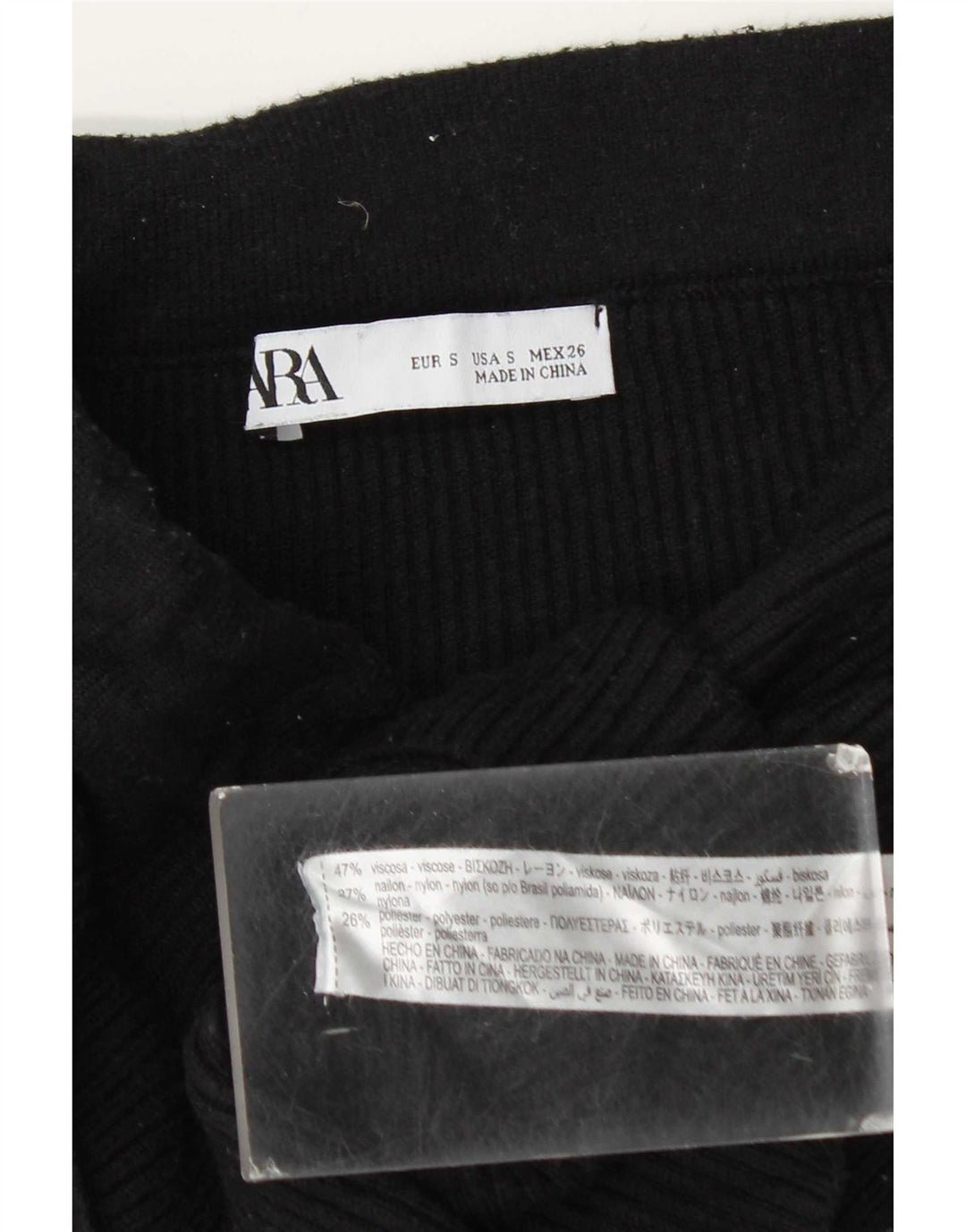 Zara Damen Strick-Minirock Small W26 Schwarze Viskose