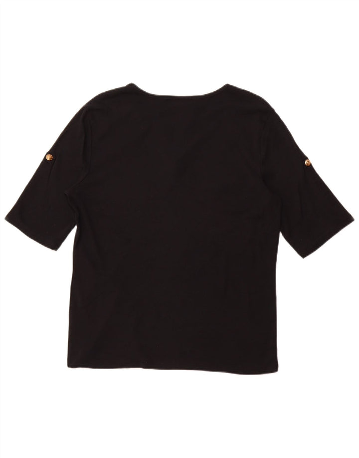 RALPH LAUREN Damen T-Shirt Top Large Schwarz Baumwolle