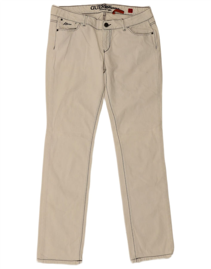 Guess Damen Slim Jeans W33 L34 Off White Baumwolle